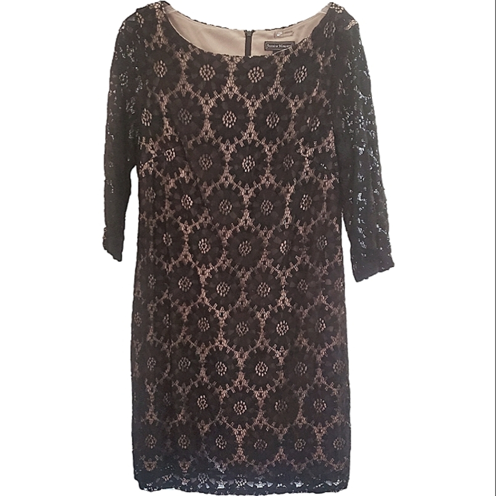 Jessica Howard Women's Lace Sheath Dress - Black/Tan Size 18